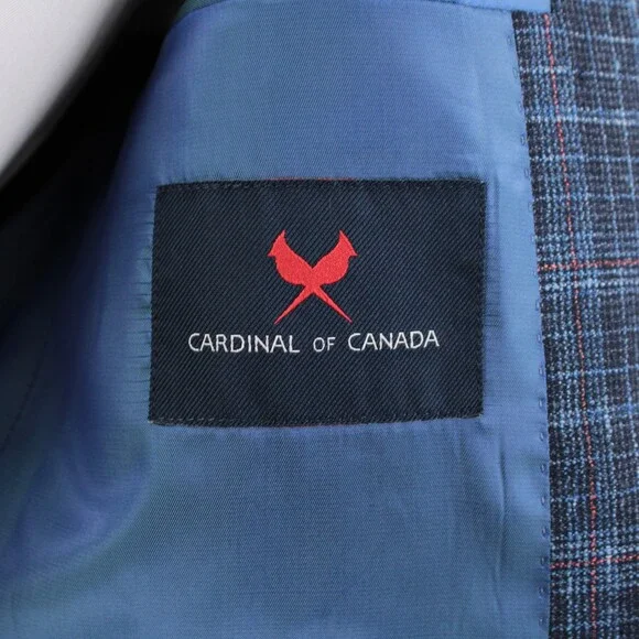 Cardinal of Canada NWT Wool Blend Sport Coat Size 42R US In Blue w/ Coral Plaid